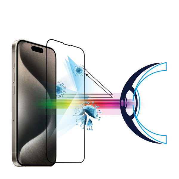 RetinaGuard 視網盾 iPhone 15 全系列 抗菌防藍光鋼化玻璃保護貼